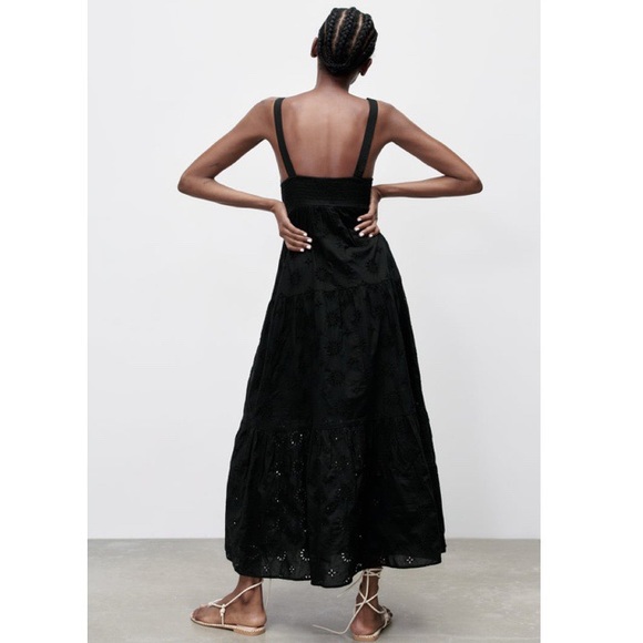 OPENWORK EMBROIDERED DRESS Crossover V-neck Maxi Summer Dress - Picture 2 of 4